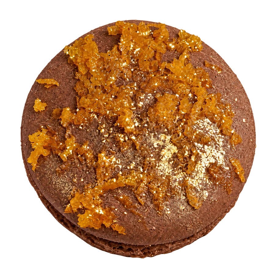 Gilded Midnight dark chocolate macaron